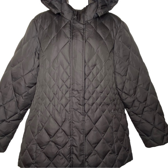 Macintosh New England Women's Quilted Winter Coat M Brown Removable Hood Zipper - Picture 6 of 15